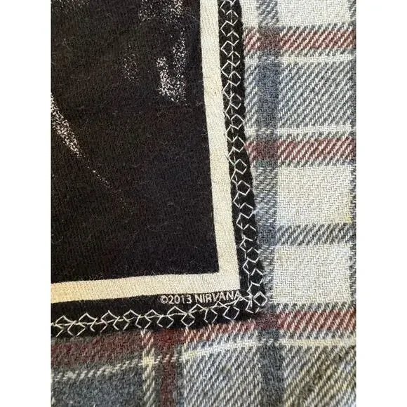 NIRVANA Kurt Cobain Upcycled Retro Vintage 90s Grunge Rock Plaid Flannel Size M - Picture 11 of 12